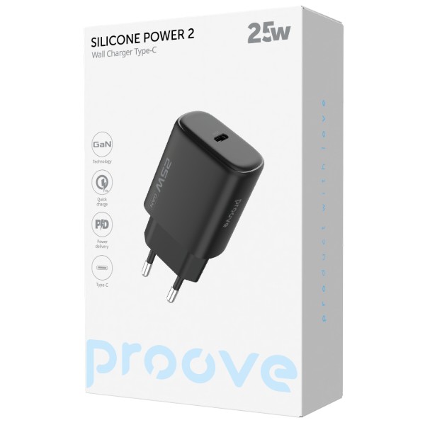 Фото - Сетевое зарядное устройство Proove Silicone Power 2 25W Type-C Black (WCSP25010001)