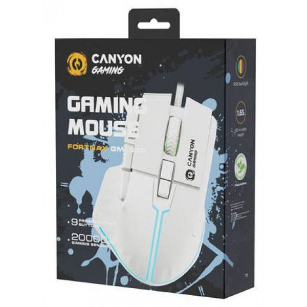 Фото - Миша дротова ігрова Canyon Fortnax GM-636 White (CND-SGM636W)