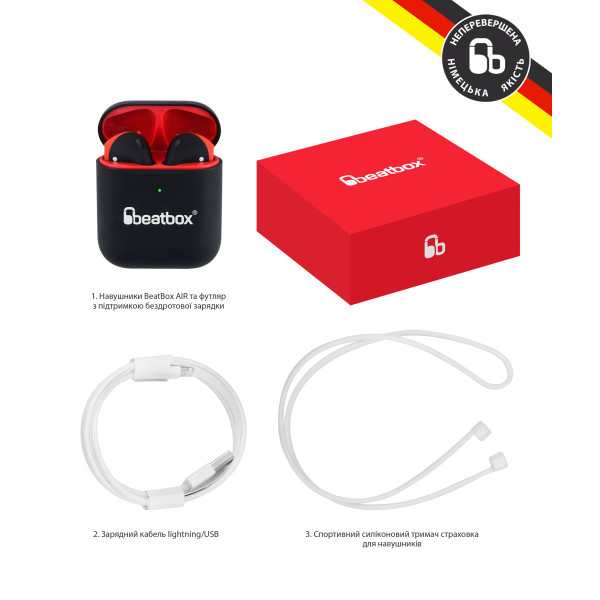 Фото - Навушники вкладиші бездротові TWS BeatBox PODS AIR 2 Wireless charging black-red (bbpair2wcbr)