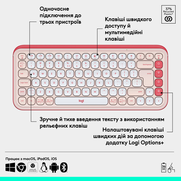 Фото - Клавіатура бездротова Logitech POP Icon Keys Rose (920-013073)