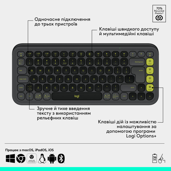 Фото - Клавіатура + миша бездротова Logitech POP Icon COMBO Graphite UKR (920-013156)