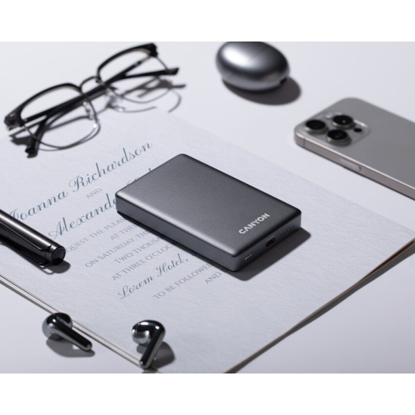 Фото - Батарея мобильная Canyon OnPower 510 slim Magsafe 10000 mAh PD20W Dark Grey (CNS-CPB510DG)