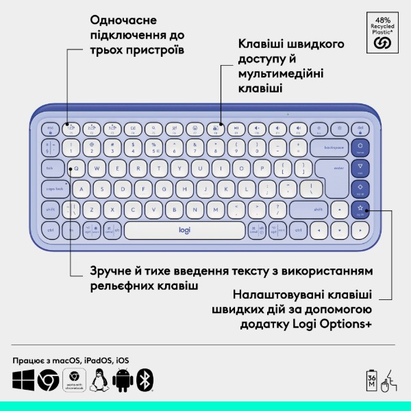 Фото - Клавіатура бездротова Logitech POP Icon Keys Lilac (920-013074)