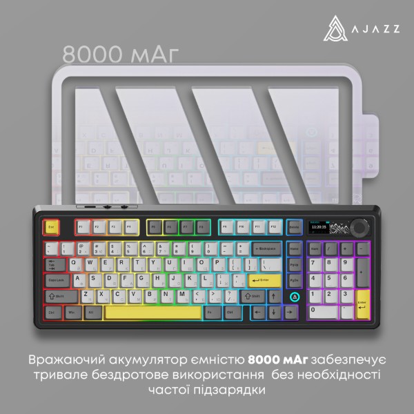 Фото - Клавіатура бездротова ігрова Ajazz AK980 Clear Sky (AK980-CS-BGY)