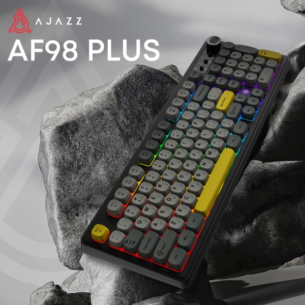 Фото - Клавиатура беспроводная игровая Ajazz AF98 PLUS Black Gray Yellow (AF98-PLUS-BGY)
