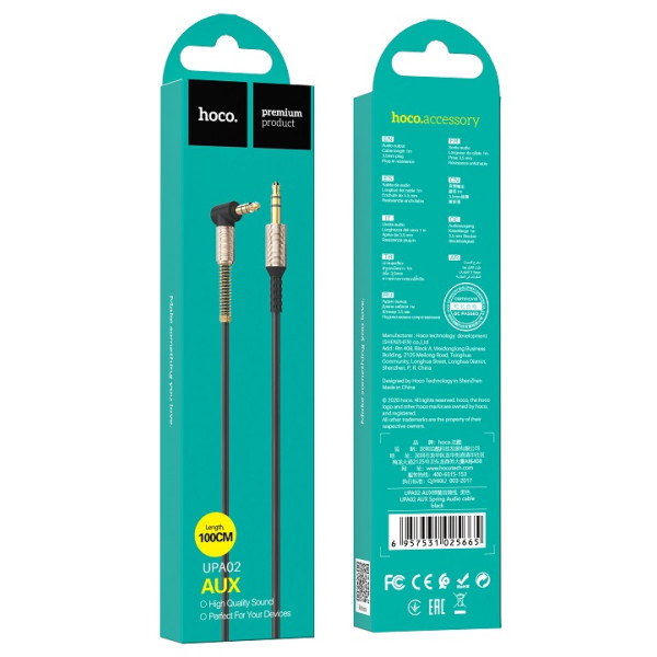 Фото - Кабель 3.5 мм -3.5 мм HOCO UPA02 AUX Black (6957531025665)