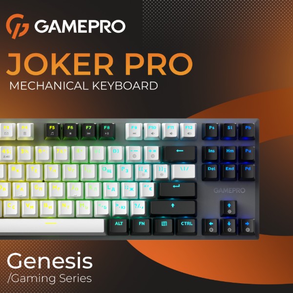 Фото - Клавіатура бездротова ігрова GamePro Genesis Joker Pro 87% Wireless/Bluetooth/USB Gray (MK124G Pro)