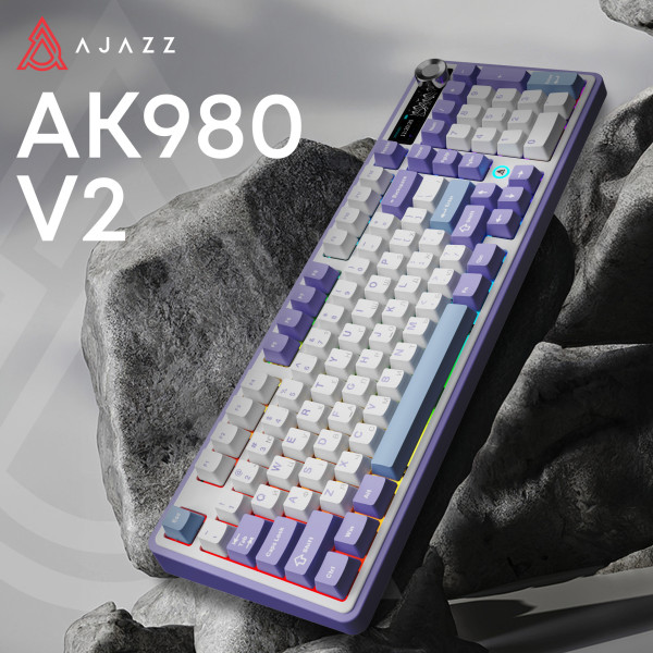 Фото - Клавіатура бездротова ігрова Ajazz AK980 V2 Gift Switch V2 Purple White Blue (AK980-V2-G-PWB)