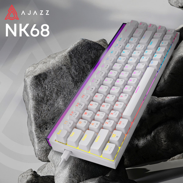 Фото - Клавіатура дротова ігрова Ajazz NK68 Red switches White (NK68-R-W)