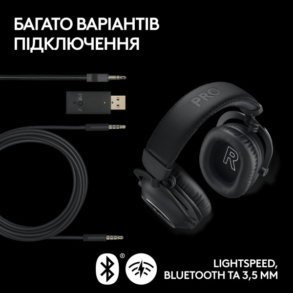 Фото - Гарнітура бездротова ігрова Logitech G PRO X 2 LightSpeed Wireless Black + Stand (991-000550)