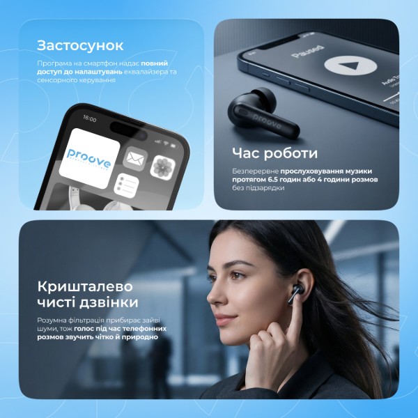 Фото - Навушники вкладиші бездротові TWS Proove Digital Pro TWS with ANC (APP) White (TWAP54002202)