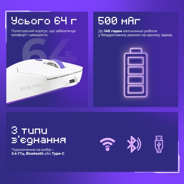 Фото - Миша бездротова ігрова Proove Gaming Rate Pro with Charging Dock white (WMRPCD022002)