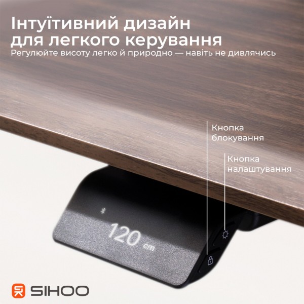 Фото - Стол с электрорегулировкой высоты Sihoo D07 1.6m Walnut/Black (D07B-101/D07J-101-AB)