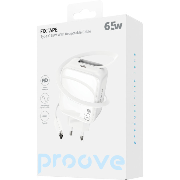 Фото - Сетевое зарядное устройство Proove Fixtape GaN Type-C 65W white (WCFP65010202)