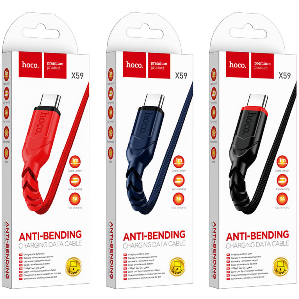 Фото - Кабель синхронізації даних HOCO X59 USB to Type-C 3A, 1m Black (6931474744920)