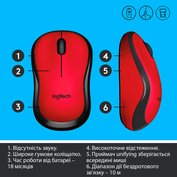 Фото - Миша бездротова Logitech M220 Silent Red USB (910-004880)