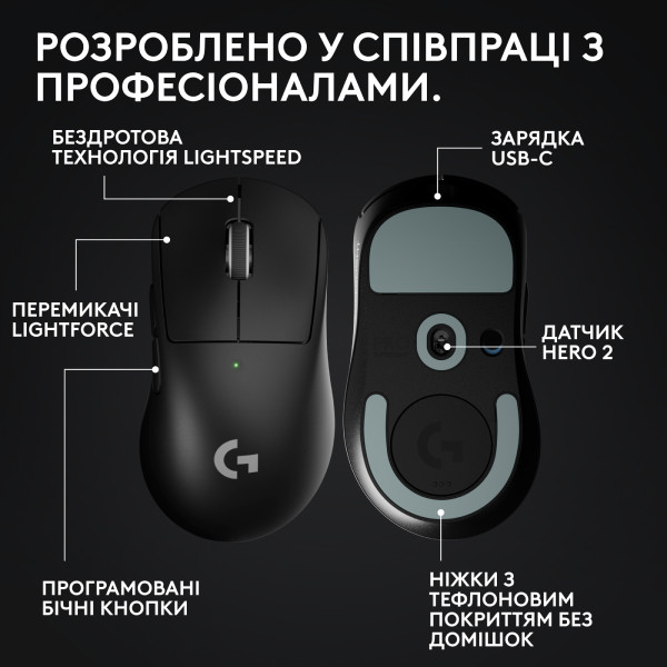Фото - Мышь беспроводная игровая Logitech G Pro X Superlight 2 DEX LightSpeed Black (910-007357)