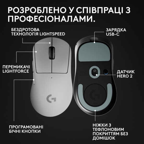 Фото - Миша бездротова ігрова Logitech G Pro X Superlight 2 DEX LightSpeed White (910-007365)