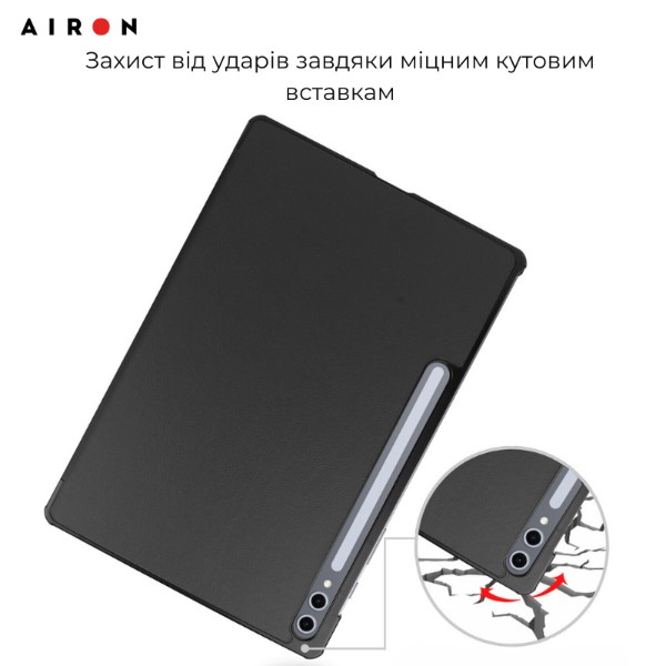 Фото - Чехол для планшета AIRON Premium for Samsung Galaxy Tab S10 Plus 12.4 2024 с защитной пленкой и салфеткой Black (4822356758483)