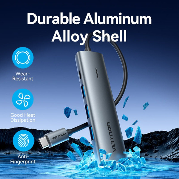 Фото - Хаб USB Vention USB 3.0 Type-C 4xUSB 3.0/1xUSB-C (TGZHB)
