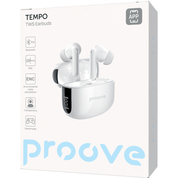 Фото - Навушники вкладиші бездротові TWS Proove Tempo TWS with ANC (APP) white (TWTM0001AP02)