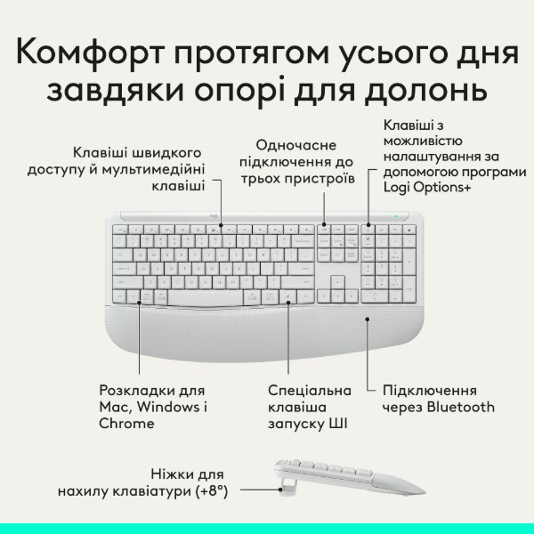 Фото - Клавиатура+мышь беспроводная Logitech Signature Comfort Plus MK880 Off-White (920-014033)