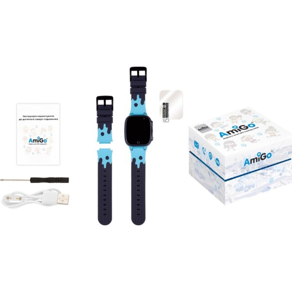 Фото - Дитячий годинник AmiGo GO008 Milky GPS WIFI Blue