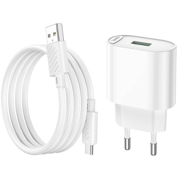 Фото - Сетевое зарядное устройство HOCO C109A QC3.0 charger set(Micro) White (6931474784827)