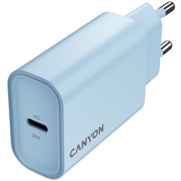 Фото - Сетевое зарядное устройство Canyon OnCharge 30CL 1xPD Type-C 30W Light Blue (CNE-CHA30CLLBL)