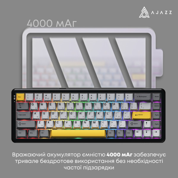 Фото - Клавіатура бездротова ігрова Ajazz AK680 MAX (AK680-M-BGY-A)