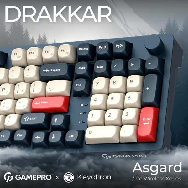 Фото - Клавіатура бездротова ігрова GamePro Asgard Drakkar Keychron Super Blue (MK305BL)