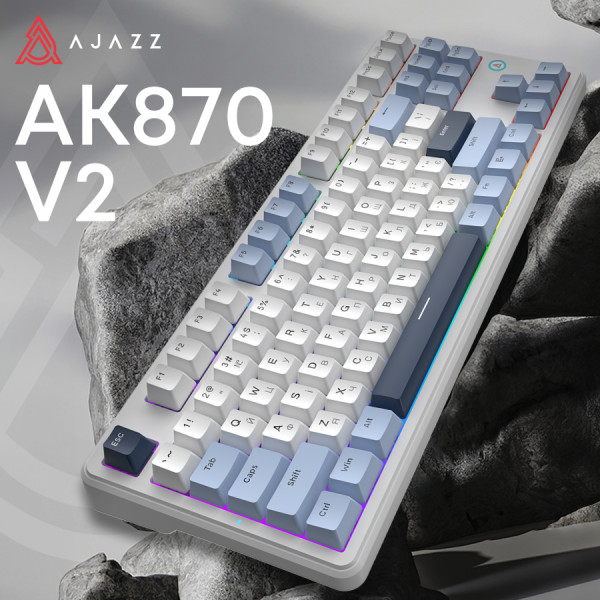 Фото - Клавіатура дротова ігрова Ajazz AK870 V2 Flying Fish Switch White USB-C (AK870-V2-FF-BWB)