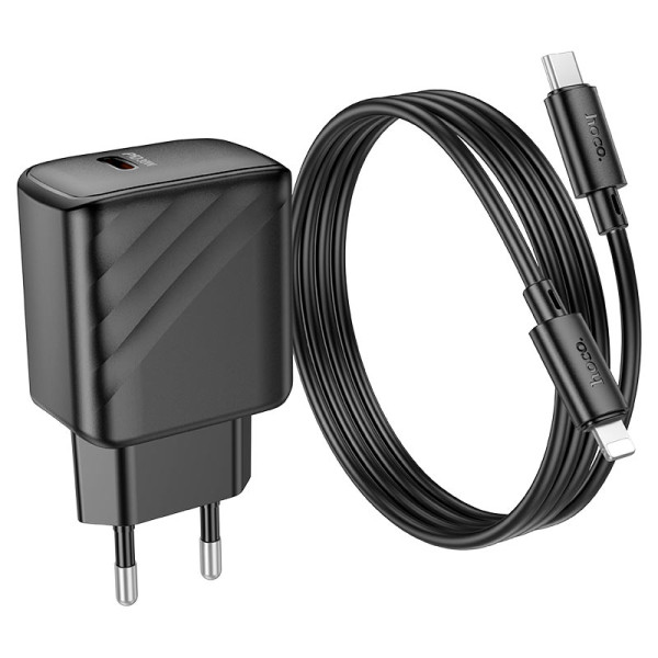 Фото - Мережевий зарядний пристрій HOCO CS22A PD30W charger set(C to iP) Black (6942007609920)