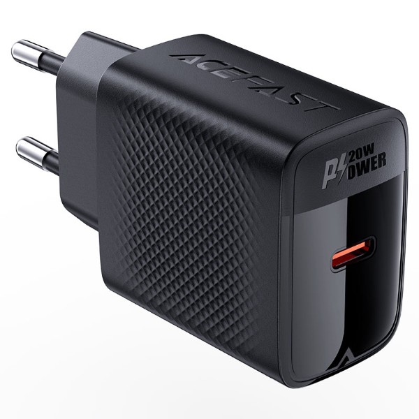 Фото - Мережевий зарядний пристрій AceFast A82 PD20W GaN single USB-C charger Black (6974316283232)
