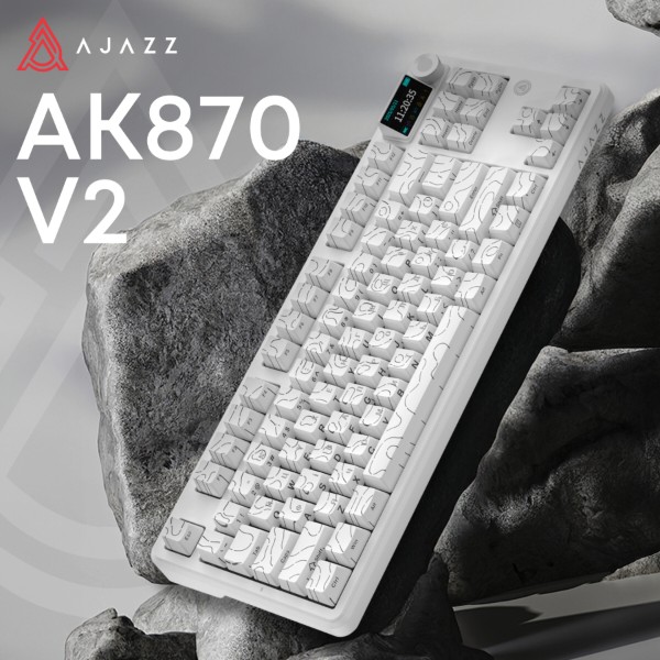 Фото - Клавіатура бездротова ігрова Ajazz AK870 V2 Side Contour White (AK870-V2-S-W)