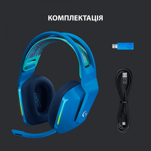 Фото - Гарнітура бездротова ігрова Logitech G733 Lightspeed Blue (981-000943)