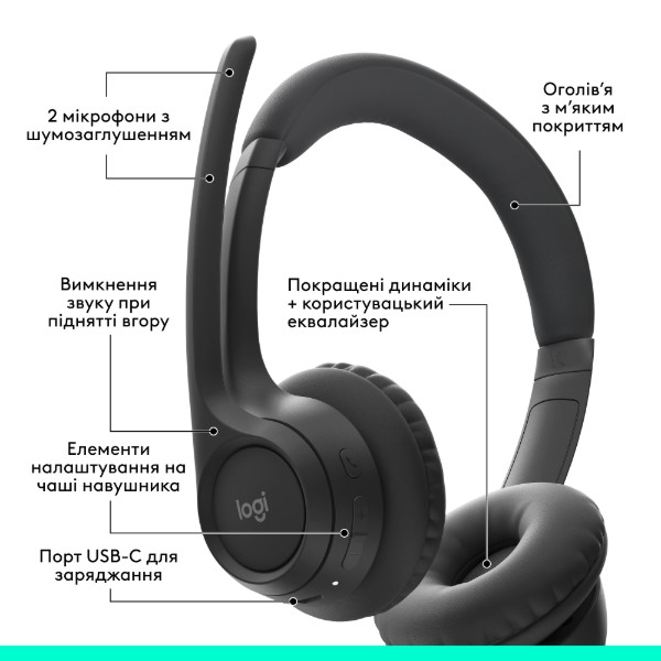 Фото - Гарнитура беспроводная Logitech Zone 300 Bluetooth Graphite (981-001407)