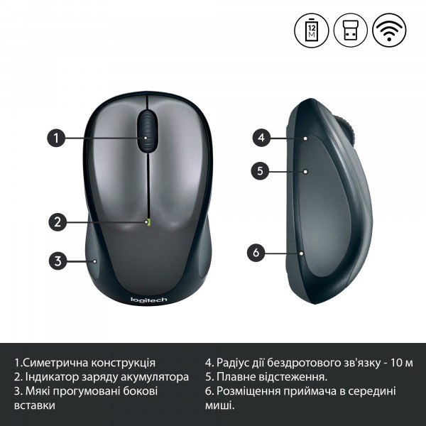 Фото - Миша бездротова Logitech M235 WL Grey (910-002201)