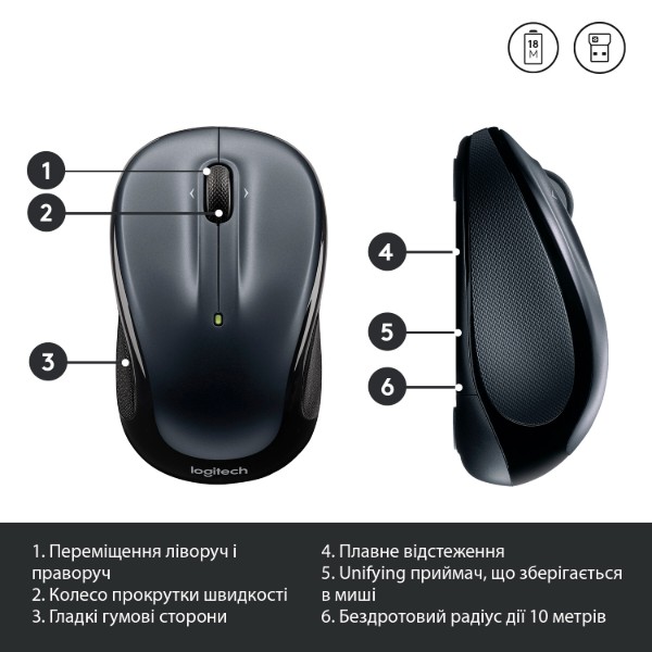 Фото - Миша бездротова Logitech M325s Dark Silver (910-006812)