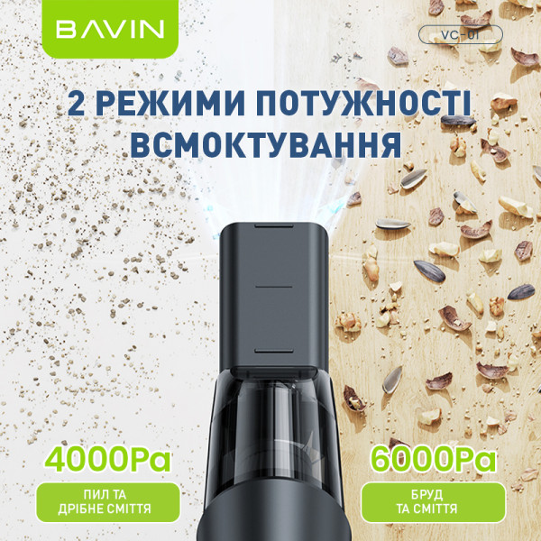Фото - Пылесос ручной для автомобиля Bavin VC-01 6000Pa 2000 mAh Black (Z-VC01 BK)