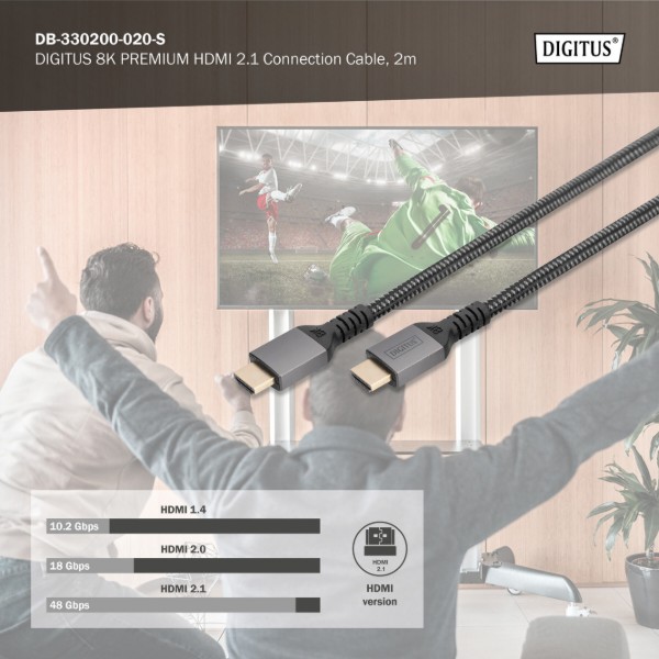 Фото - Кабель HDMI Digitus HDMI (M/M), 8K, Ultra High speed/Ethernet, 2 м Black (DB-330200-020-S)