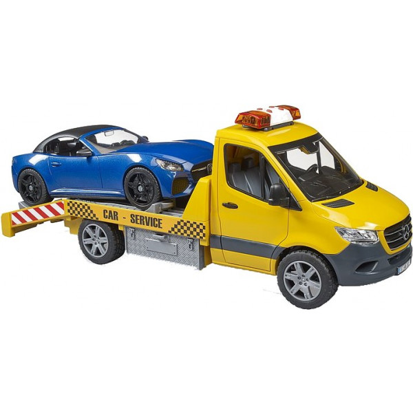 Фото - Наземна спецтехніка BRUDER MB Sprinter евакуатор з родстером (02675)