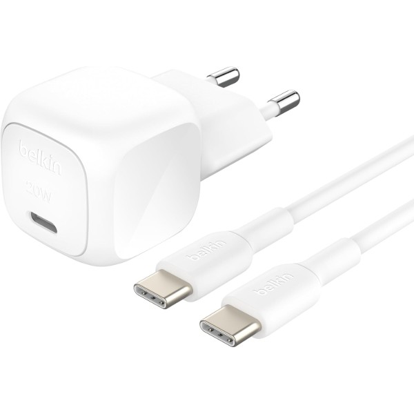 Фото - Сетевое зарядное устройство Belkin 20Вт USB-С PD PPS, кабель USB-С - USB-C, 1м White (WCA009KQ1MWH-B6) Фото - Сетевое зарядное устройство Belkin 20Вт USB-С PD PPS, кабель USB-С - USB-C, 1м White (WCA009KQ1MWH-B6)