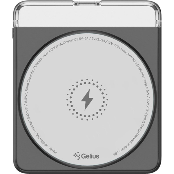 Фото - Батарея мобільна Gelius Avelon GP-PBW301 Magnetic Wireless Charge 15W 5000mAh Black (100989)