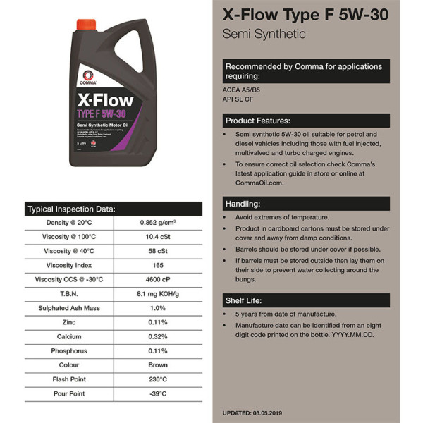 Фото - Масло для авто COMMA X-FLOW TYPE F 5W-30 4л (XFF4L)