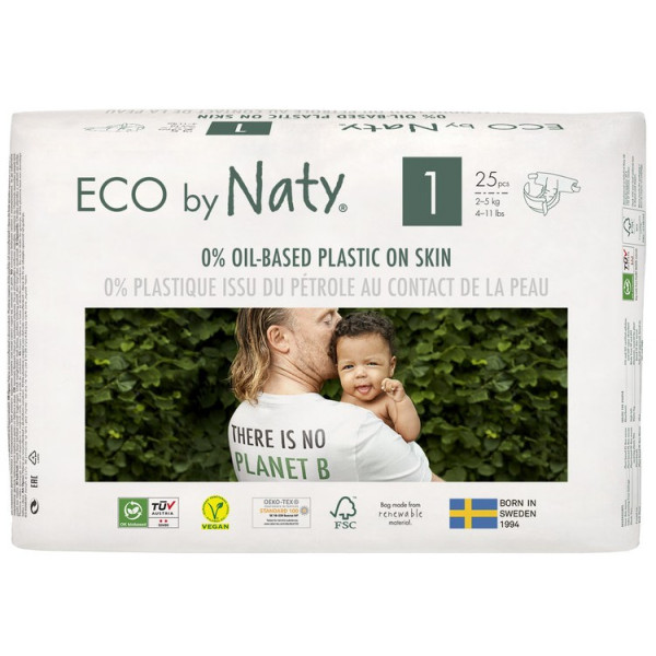Фото - Одноразові підгузки Eco By Naty Органічні Розмір 1 (2-5 кг) 25 шт. (178358)