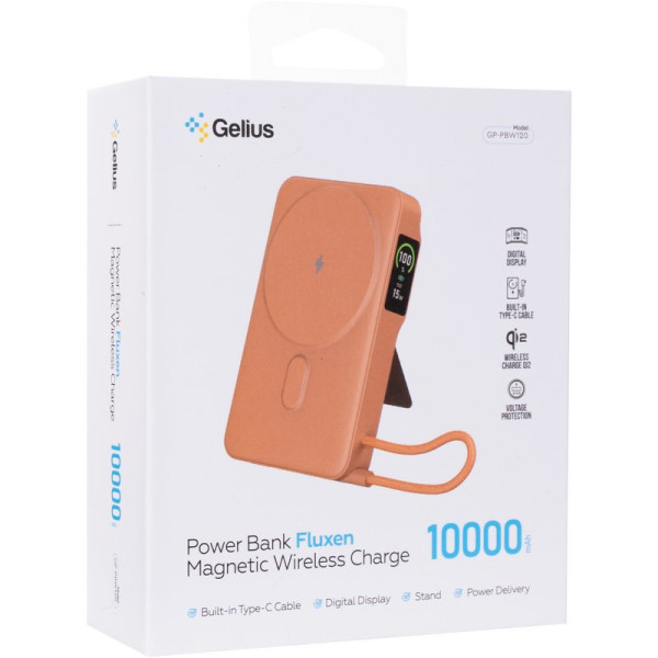 Фото - Батарея мобильная Gelius Fluxen Magnetic Wireless Charge Qi2 15W 10000mAh (GP-PBW120) Orange