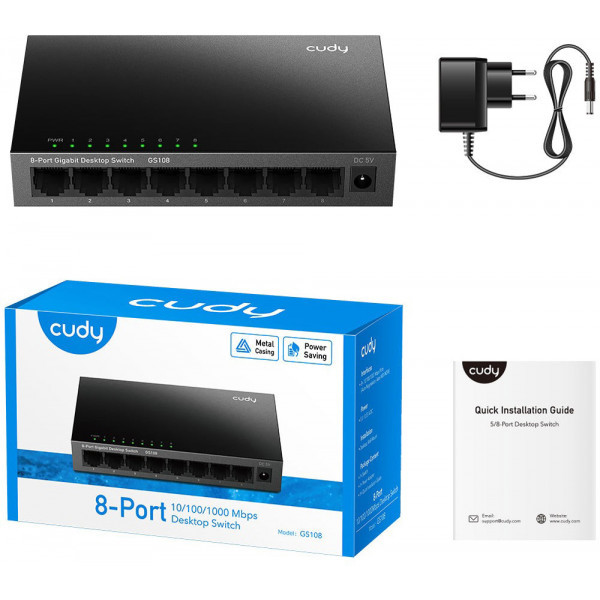 Фото - Коммутатор локальної мережі (Switch) Cudy GS108
