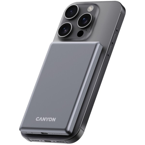 Фото - Батарея мобільна Canyon OnPower 505 slim Magsafe 5000 mAh PD20W Dark Grey (CNS-CPB505DG)