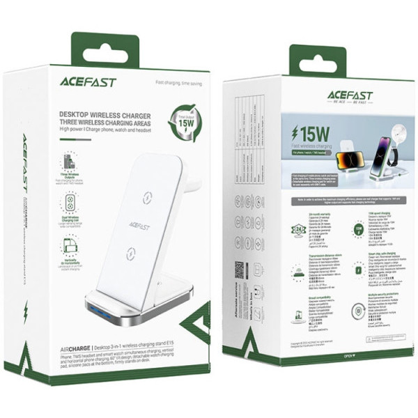 Фото - Бездротовий зарядний пристрій AceFast Wireless QI 3in1 15W E15 (6974316281986)